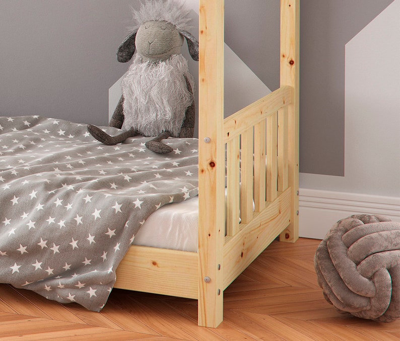 Montessori Toddler Bed Plans Full Size House Bed With Rails Etsy