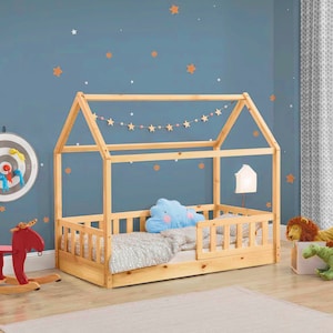 Toddler Bed plan. Kid Bed plan. Wood Bed plan. Montessori Bed, House Bed, Children Crib Kids Bedroom Floor Bed Kids