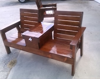 Buy Double Garden Chair Bench With Middle Table Plans Online in