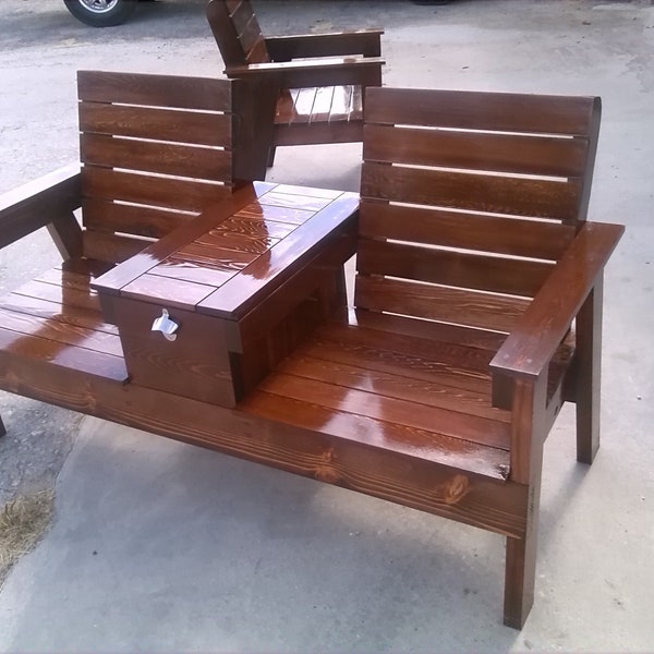 Double Garden Chair Bench with Middle Table Plans