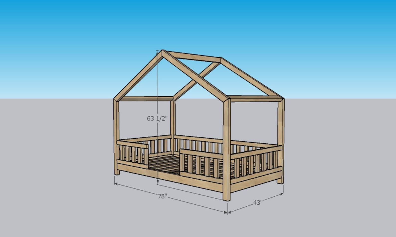 Montessori Twin Size Bed Plan PDF House Bed Plan DIY Floor Etsy