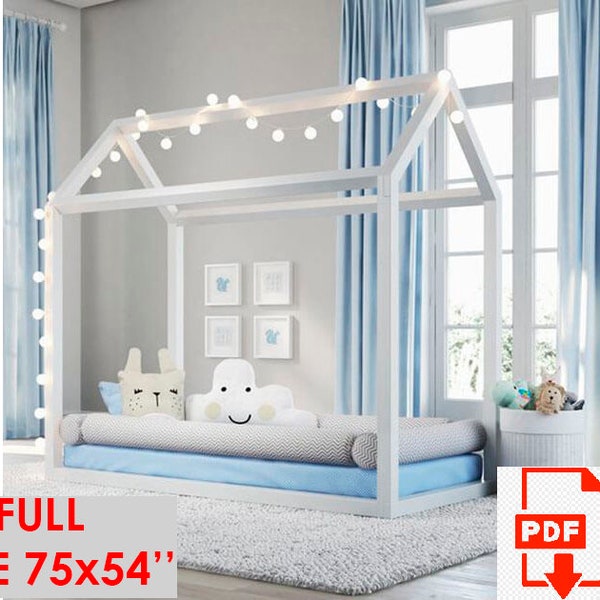 Wood Frame House Bed Etsy