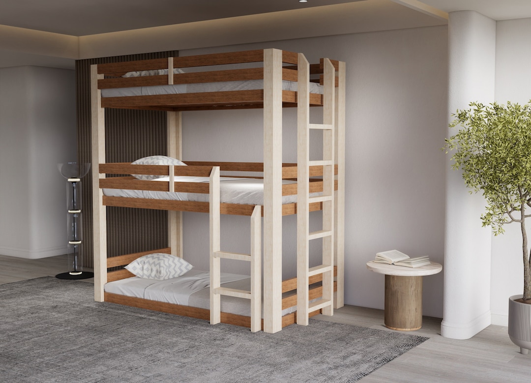 Triple Bunk Bed Frame Plans. Twin Size Loft Bed Plan. DIY Twin Beds
