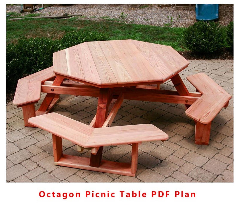 Octagon Picnic Table PDF Plans. Benches Outdoor Woodworking Etsy Canada
