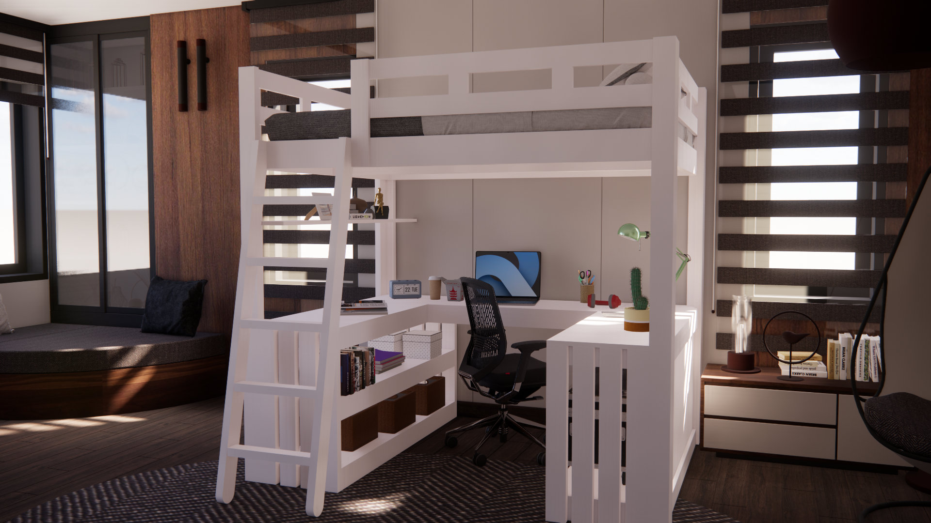 Full Size Loft Bed Plans. DIY Loft Bed With Desk Plan. PDF - Etsy