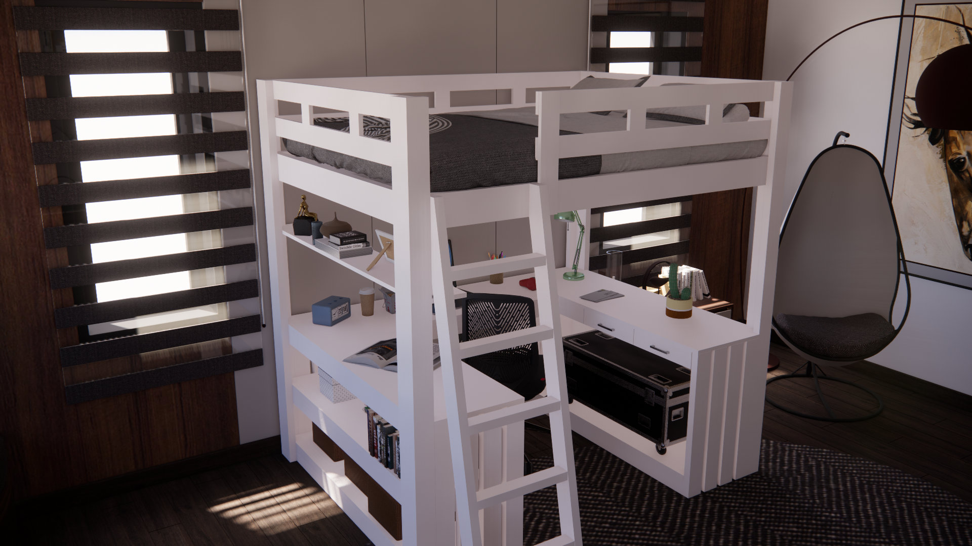 Full Size Loft Bed Plans. DIY Loft Bed With Desk Plan. PDF Etsy