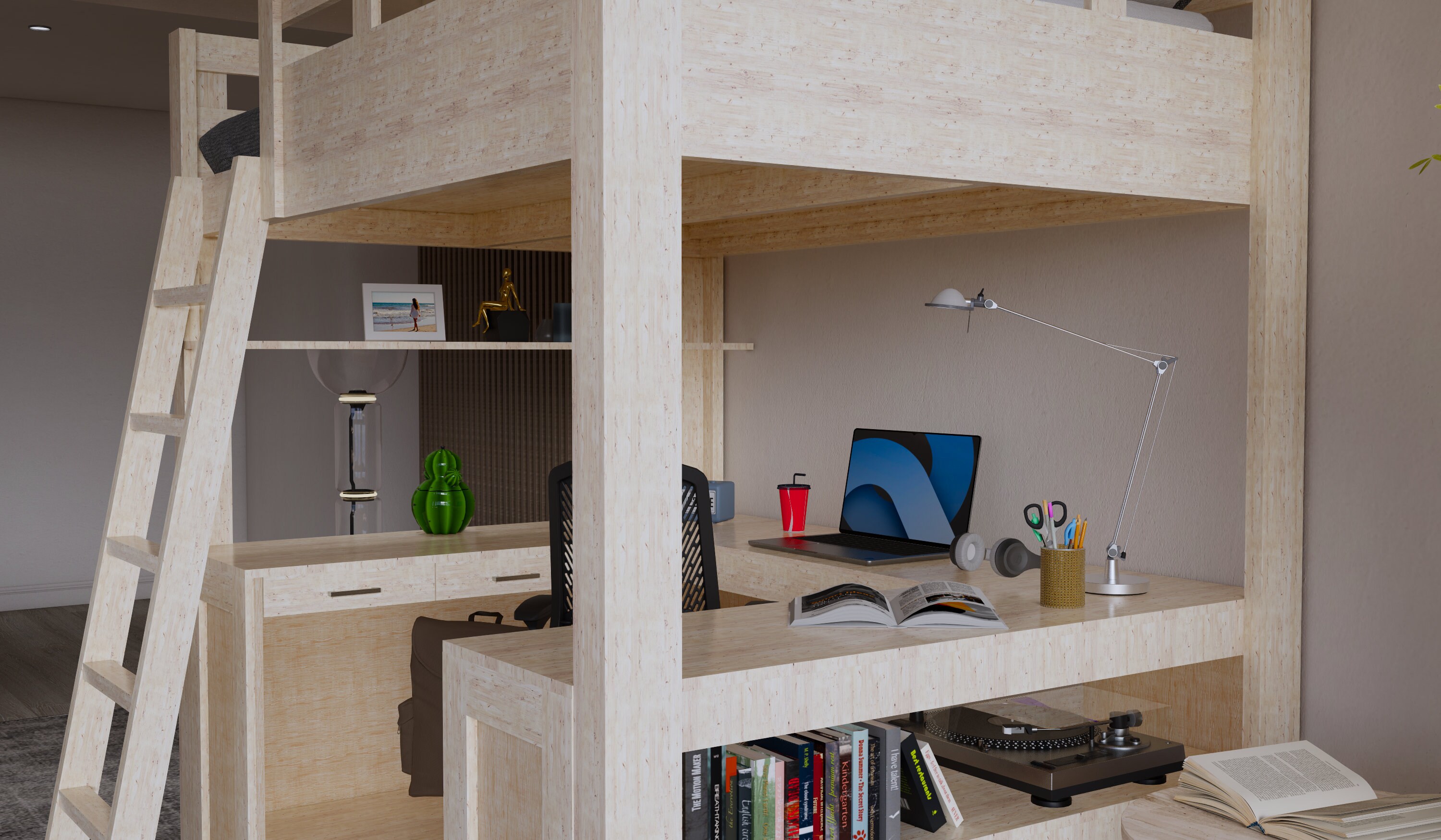 Loft Bed With Desk Plans Full Size Loft Bed step-by-step - Etsy