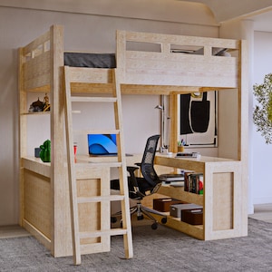Loft Bed With Desk Plans - Full Size Loft Bed -step-by-step Guide - Etsy