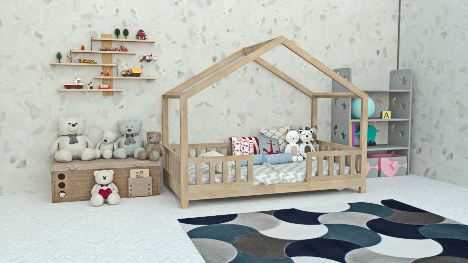 Montessori Twin Size Bed Plan PDF House Bed Plan DIY Floor Etsy