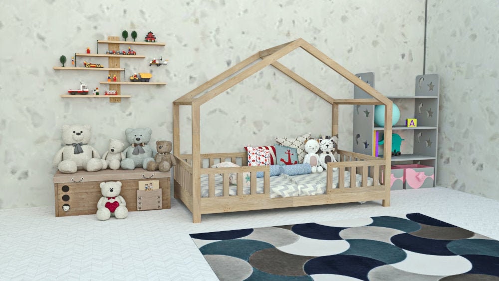 Montessori twin size bed plan PDF, House bed plan, DIY floor bed, Bed Frame project