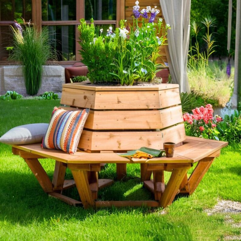 Hexagon Tree Bench Plans. DIY Plans - Etsy UK