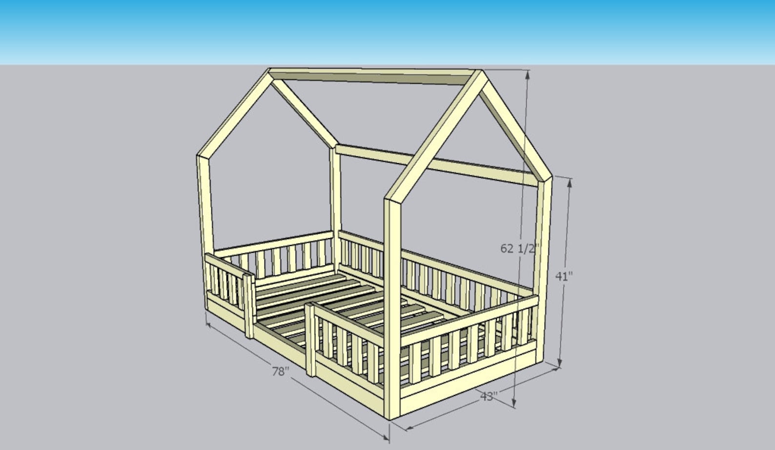 Montessori House Bed Plans Twin Size Toddler House Bed With Etsy