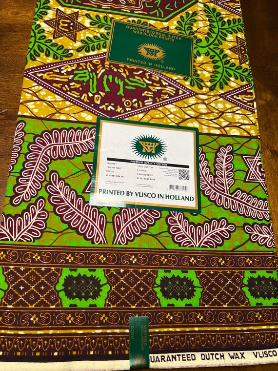 African Wax Print Fabric, Eye-Catching Ankara Design, 6 Yard Cotton