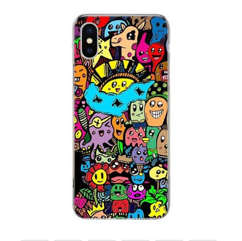 iPhone 6 6S 7 8. Fun Colorful Back Covers For iPhone 12 Pro Max 11 Pro Max 11 XS Max iPhone 6 6S 7 Plus Anime Graffiti Sticker Phone Case