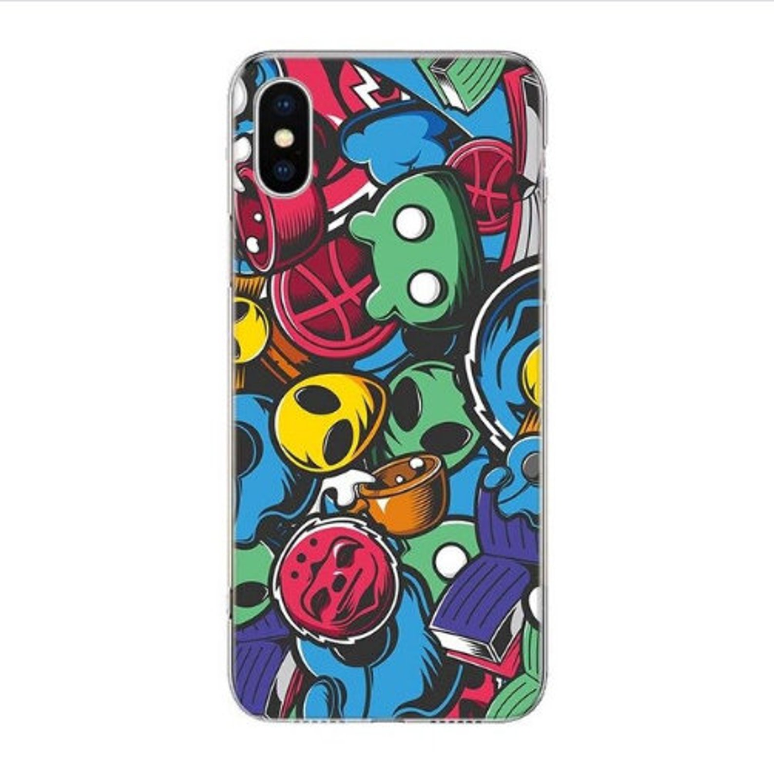 Anime Graffiti Sticker Phone Case Fun Colorful Back Covers | Etsy