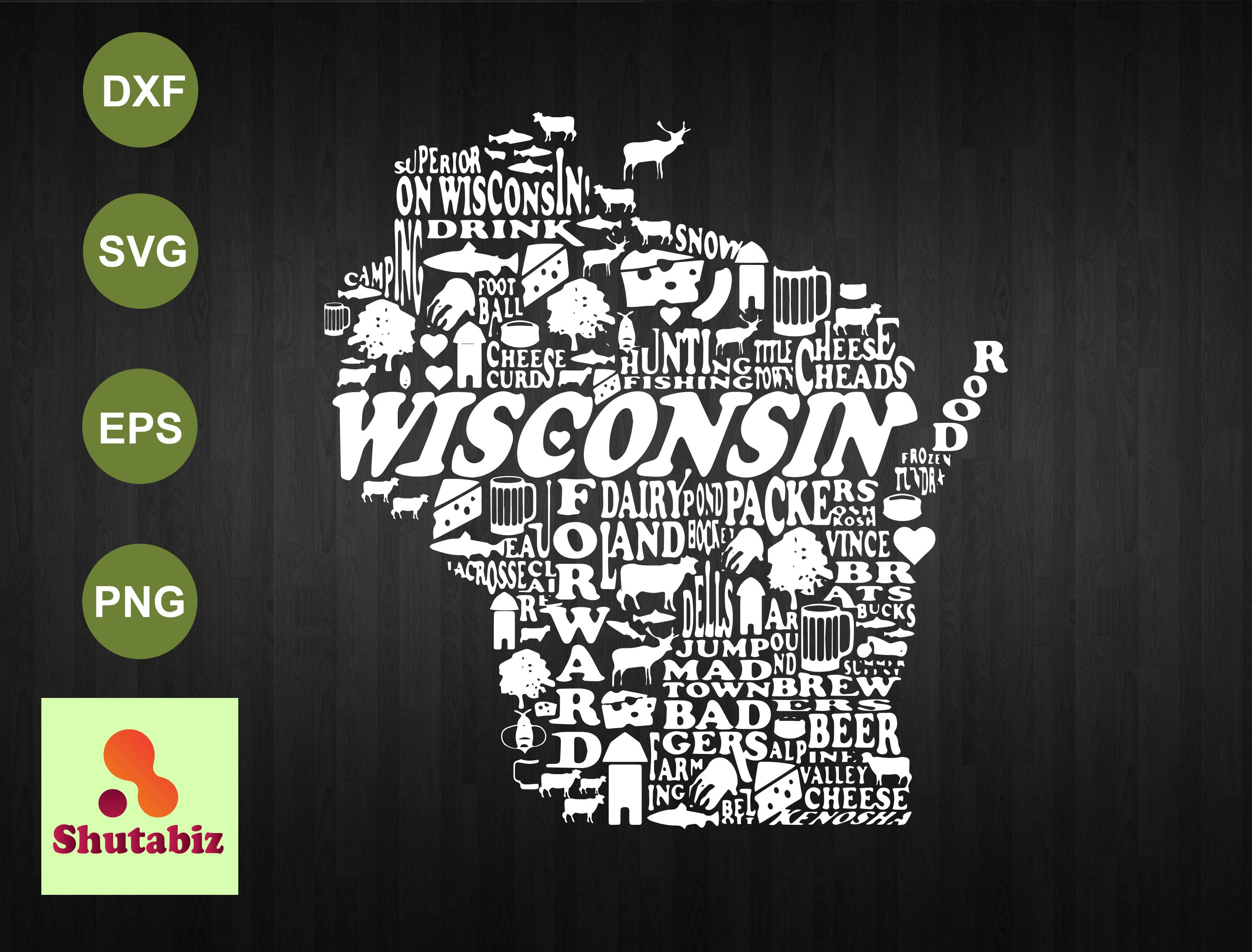 Wisconsin State SVG SVG Cut Files commercial use digital Etsy