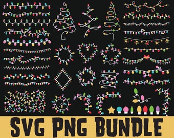 Christmas Lights SVG PNG Vector Bundle