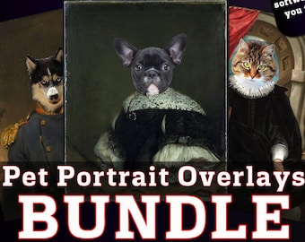 Custom Pet Portrait Template, Dog Portrait, Cat Portrait, Regal Royal Animal Canvas Painting Personalize Art Gift