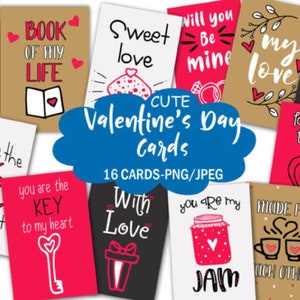 Cute Valentine&#39;s Day Cards-Valentines instant download