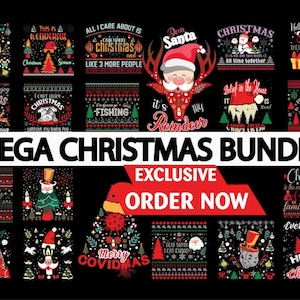 May include: A collection of 20 Christmas-themed designs featuring various illustrations and text. The designs are in a red, green, and white color scheme and include phrases like "Merry Christmas", "It's My Reindeer", and "Real Shining Season".