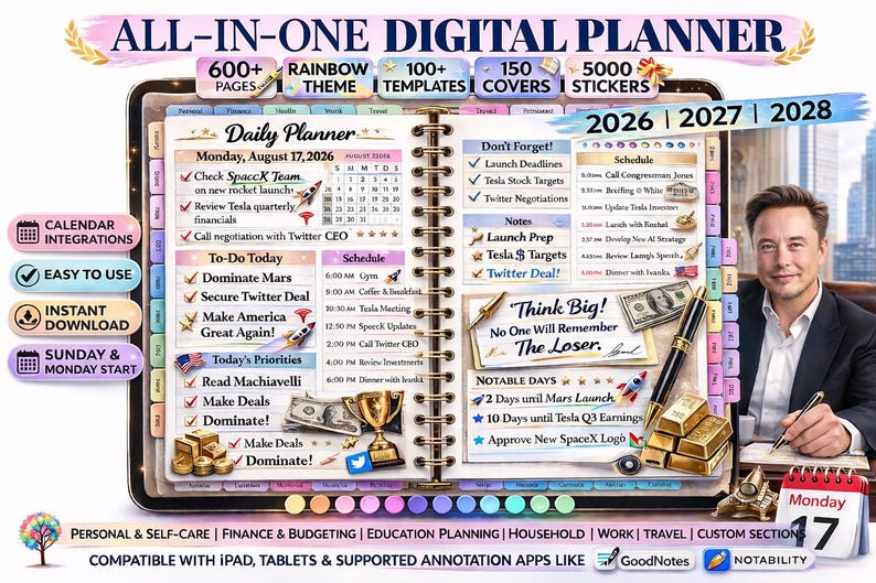 Ultimate All-in-one Digital Planner 2026-2028 | 600+ Pages | 5,000 ...