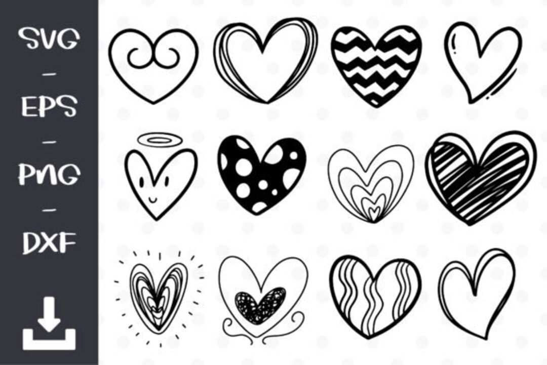 Hand Drawn Heart Svg |doodle Love Heart | Doodle Heart SVG Sublimation ...