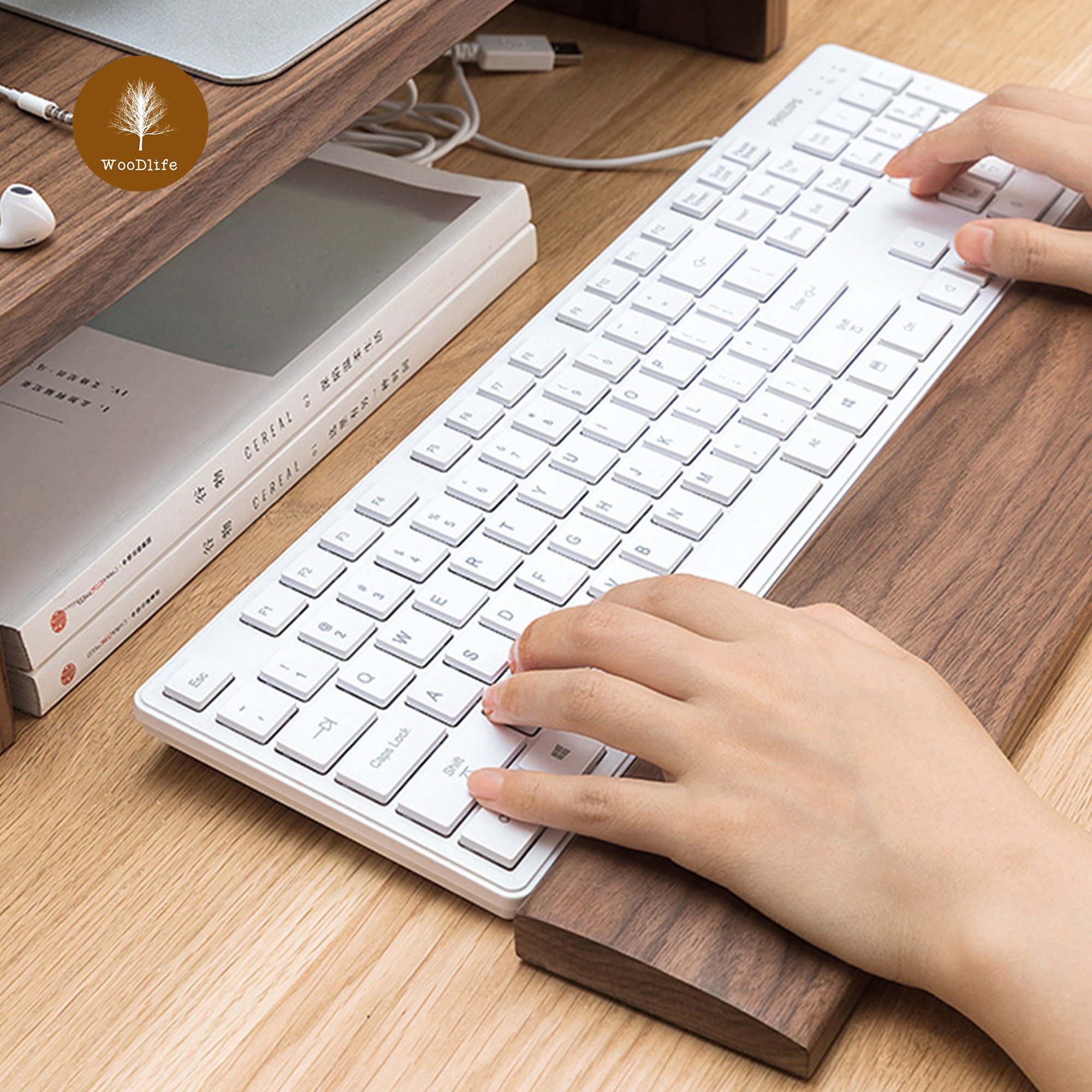 Personalized Walnut Wood Wrist Rest Wooden Mechanical Keyboard Etsy