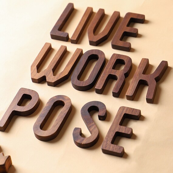 Custom 3d Wooden Letters For Wall Name Monogram Walnut Wood Etsy