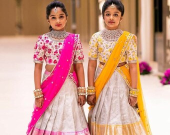 Pattu Half Saree For Kids Etsy Pattu Half Saree For Kids Etsy