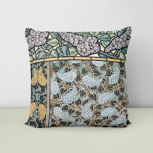 Lilac Botanical Throw Pillow, Art Nouveau Decor