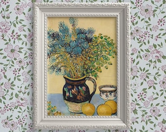 ゴッホの静物画：マジョリカ焼きの水差し、野の花とレモン - Etsy 日本
