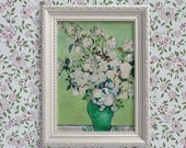 Van Gogh Pastel Florals Art Print, Famous. Roses Oil Painting, Post Impressionist Still Life, Garden Roses Home Decor, Mint Green Art