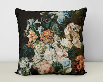 Baroque Floral Throw Pillow: Dark Academia Decor