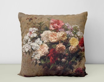 Shabby Chic Antique Floral Print Decorative Pillow