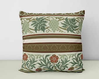 Botanical Print Throw Pillow: Vintage Craftsman Style Decor