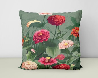 Vintage Zinnia decoratief kussen met bloemenprint