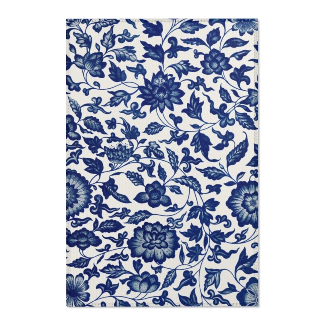 Navy Blue Toile Area Rug: Chinoiserie Floral Print, 24x36 - Etsy