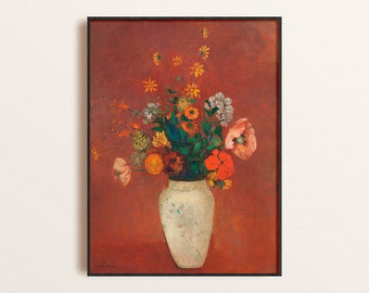 オディロン・ルドン 花のジクレー版画：赤錆色の花束の静物画 - Etsy 日本