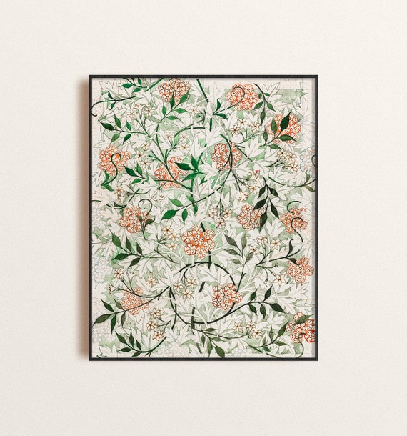 William Morris Jasmine Flower Print: Victorian Floral Giclee Wall Art