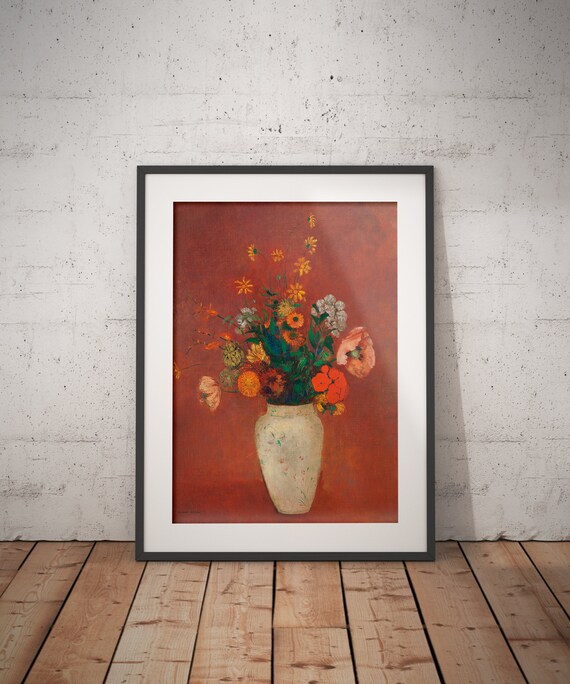 オディロン・ルドン 花のジクレー版画：赤錆色の花束の静物画 - Etsy 日本
