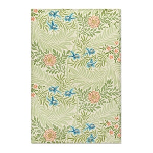 William Morris Floral Print Small Area Rug, Light Green Botanical Print Decorative Rug, Small Spaces Room Decor, Vintage Floral Print Rug