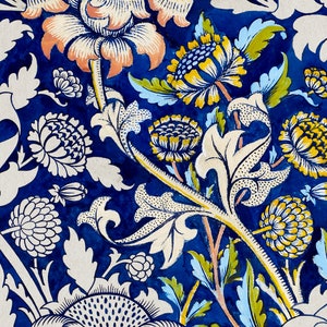 Cartel de flores maximalistas, arte de pared con patrón floral de chintz azul y burdeos, conjunto de dos estampados florales antiguos, decoración única de la habitación imagen 6