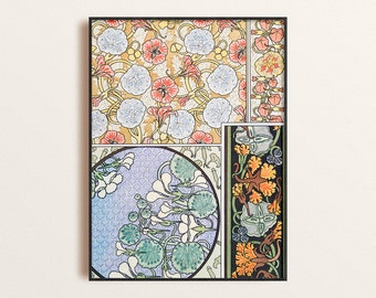 Kapuzinerkresse Jugendstil Blumen Kunstdruck: Boho Chic Dekor