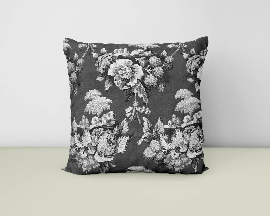 Black and white floral throw pillows hotsell
