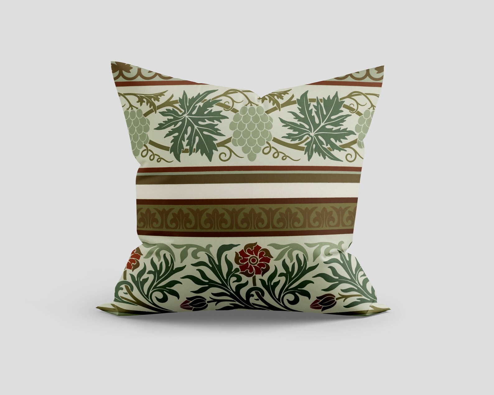 Craftsman Style Floral Print Throw Pillow Grapevines and Etsy