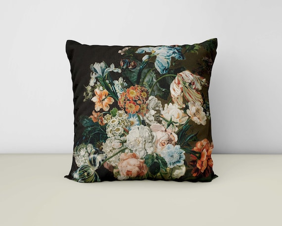 Baroque Floral Throw Pillow: Dark Academia Decor