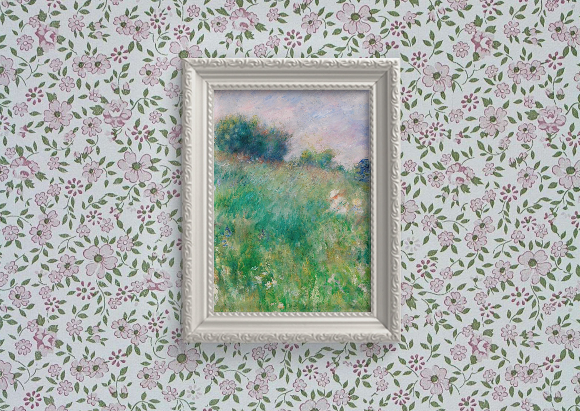 ルノワールの花畑アートプリント：印象派の草原風景画 - Etsy 日本