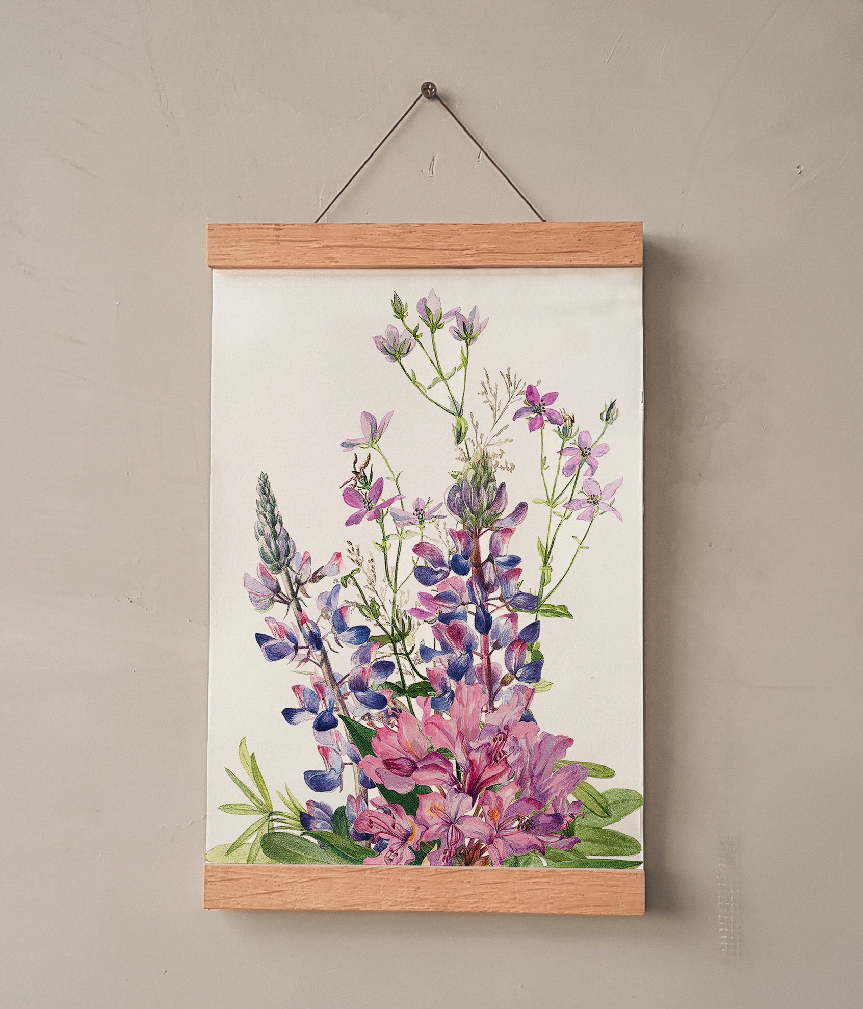 Pink and Purple Wildflowers Wall Art Antique Lupine Flower Etsy