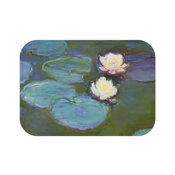Monet Water Lily Bath Mat Lily Pad Print Bath Mat Monet Etsy Australia