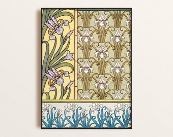 Art Nouveau Iris Poster: Vintage Botanical Wall Art